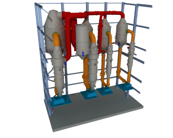 Evaporation plant for MgCl2 solution and crystallization plant